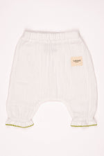 Totzee; Müslin Yenidoğan Yeşil Kroşeta Detaylı Pantolon Ekru; Newborn Muslin Green Crochet Detail Trousers