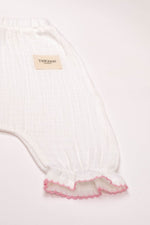 Totzee; Müslin Yenidoğan Pembe Kroşeta Detaylı Pantolon Ekru; Newborn Muslin Pink Crochet Detail Trousers