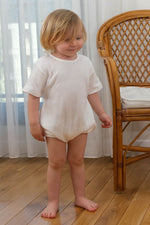 Totzee; Fitilli Belden Büzgülü Tulum Ekru; Ribbed Gathered Waist Baby Romper Ecru
