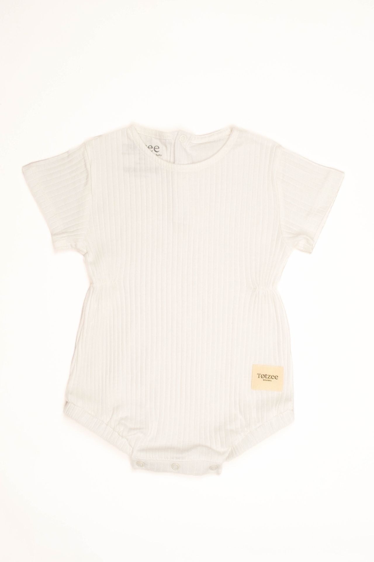Totzee; Fitilli Belden Büzgülü Tulum Ekru; Ribbed Gathered Waist Baby Romper Ecru