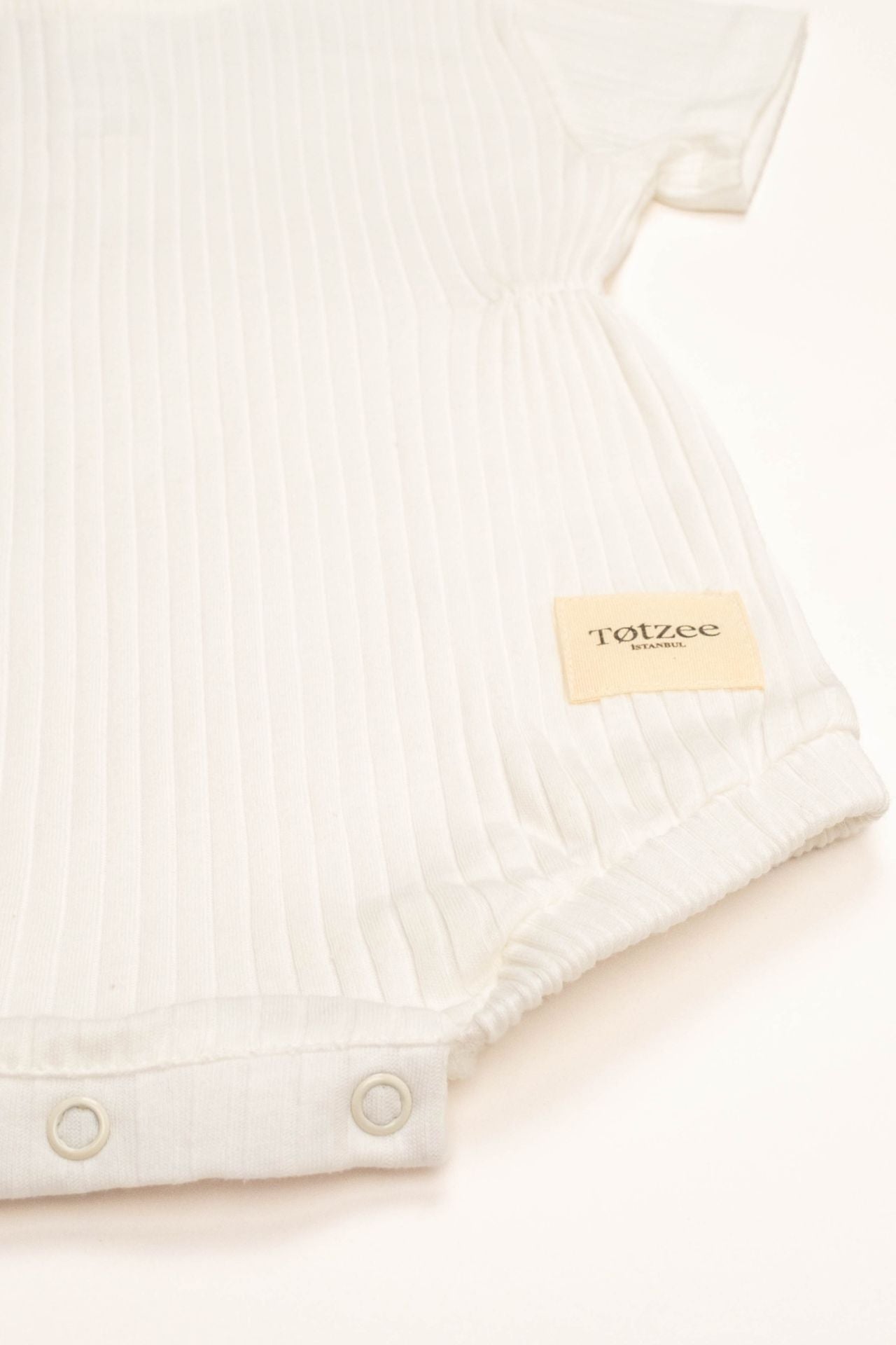 Totzee; Fitilli Belden Büzgülü Tulum Ekru; Ribbed Gathered Waist Baby Romper Ecru