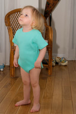 Totzee; Fitilli Belden Büzgülü Tulum Mint Yeşili; Ribbed Gathered Waist Baby Romper Mint Green
