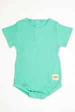 Totzee; Fitilli Belden Büzgülü Tulum Mint Yeşili; Ribbed Gathered Waist Baby Romper Mint Green