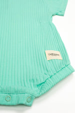 Totzee; Fitilli Belden Büzgülü Tulum Mint Yeşili; Ribbed Gathered Waist Baby Romper Mint Green