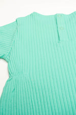 Totzee; Fitilli Belden Büzgülü Tulum Mint Yeşili; Ribbed Gathered Waist Baby Romper Mint Green