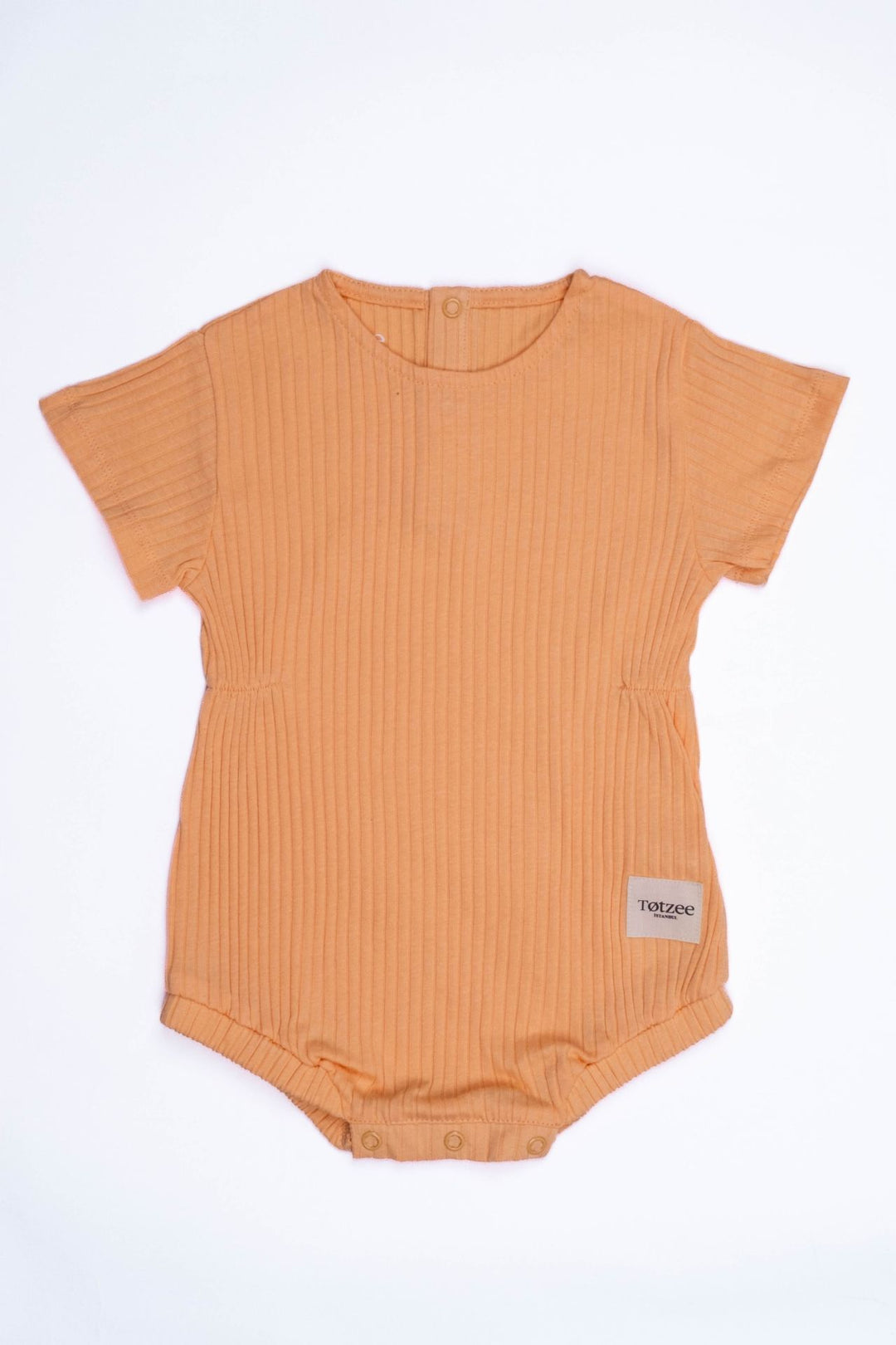 Totzee; Fitilli Belden Büzgülü Tulum Somon; Ribbed Gathered Waist Baby Romper Salmon