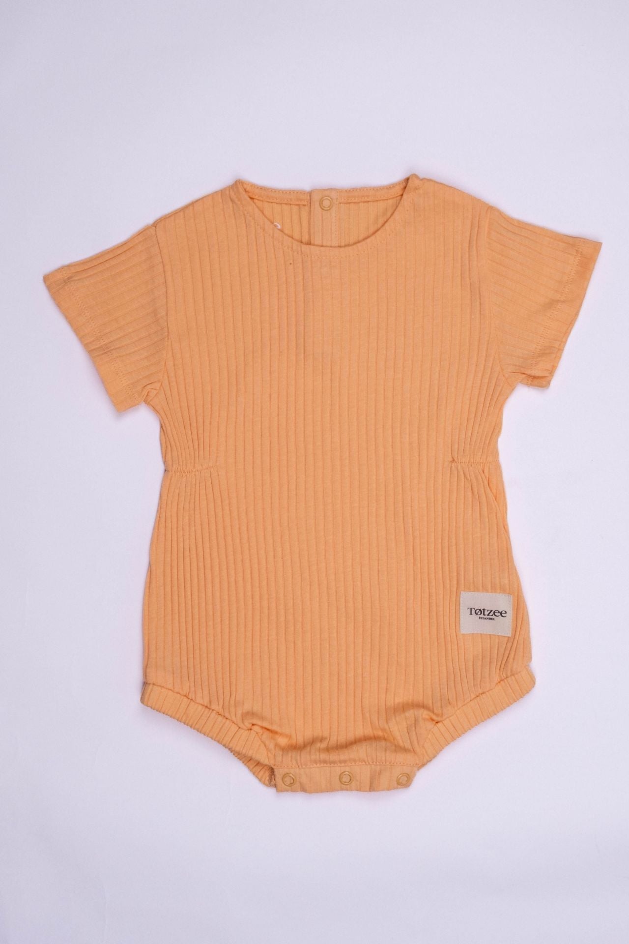 Totzee; Fitilli Belden Büzgülü Tulum Somon; Ribbed Gathered Waist Baby Romper Salmon