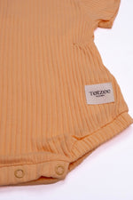 Totzee; Fitilli Belden Büzgülü Tulum Somon; Ribbed Gathered Waist Baby Romper Salmon