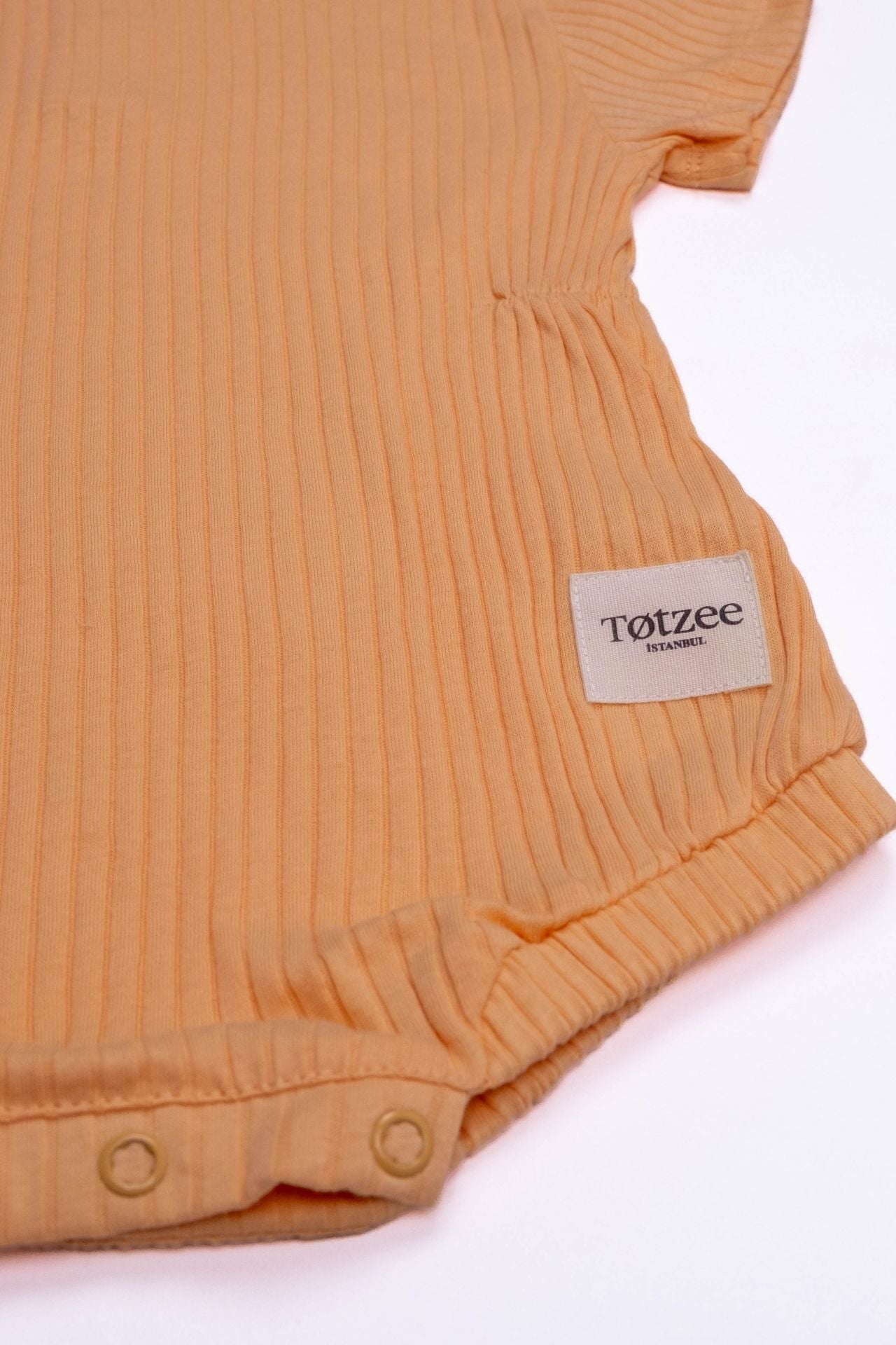 Totzee; Fitilli Belden Büzgülü Tulum Somon; Ribbed Gathered Waist Baby Romper Salmon