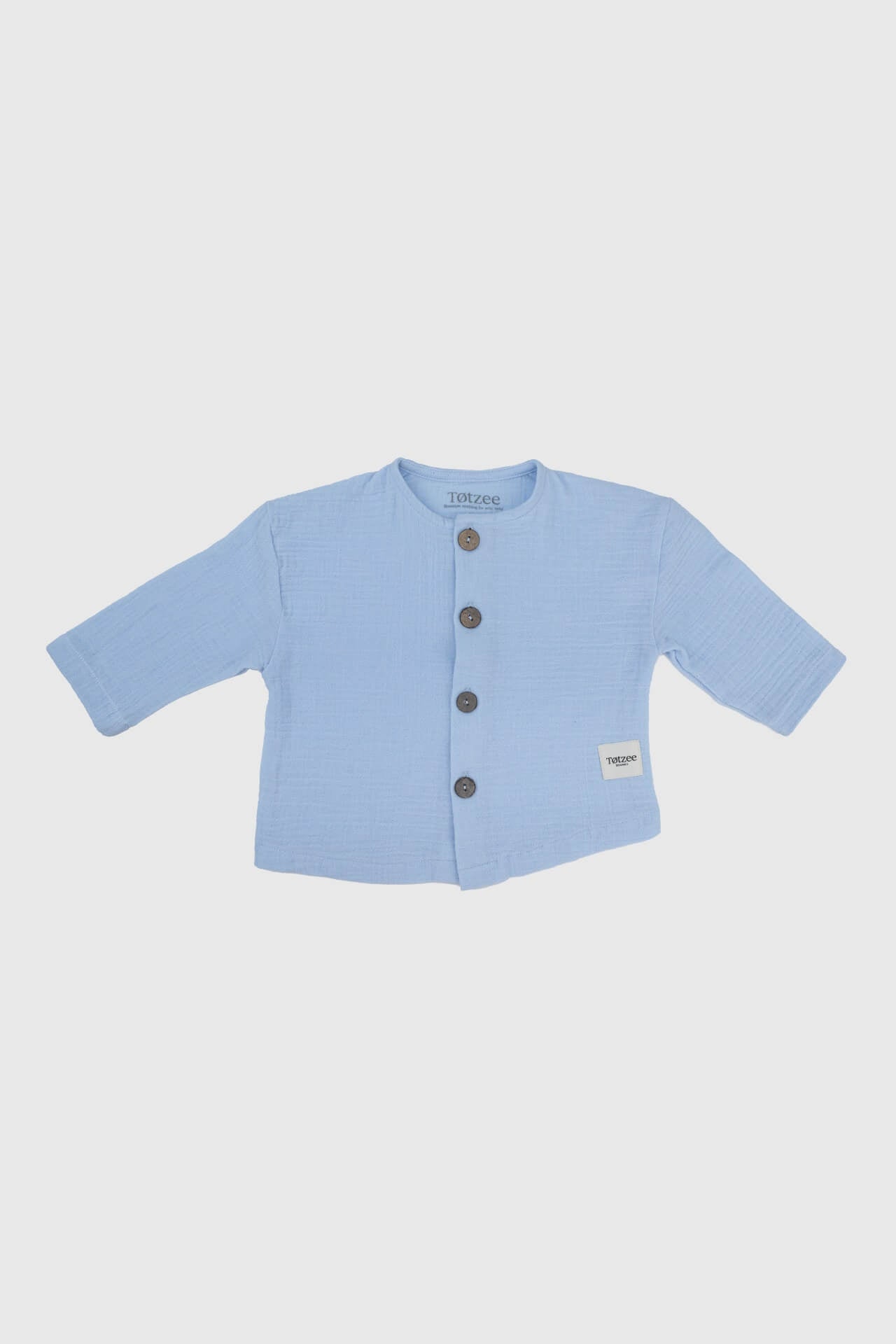 Totzee; Müslin Düğmeli Basic Üst Bebek Mavisi; Muslin Buttoned Basic Top Baby Blue