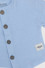 Totzee; Müslin Düğmeli Basic Üst Bebek Mavisi; Muslin Buttoned Basic Top Baby Blue